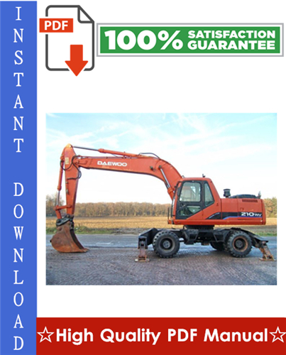 Product picture DAEWOO DOOSAN SOLAR 210W-V WHEEL EXCAVATOR Workshop Service Repair Manual