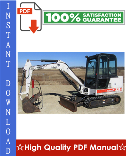 Product picture Bobcat 331, 331E, 334 Excavator Workshop Service Repair Manual (331 - S/N 234311001 - 234312999, 331E - S/N 234411001 - 234411999, 334 - S/N 234511001 - 234512999, G Series)